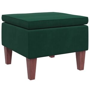 vidaXL Poggiapiedi con Gambe in Legno Verde Scuro in Velluto