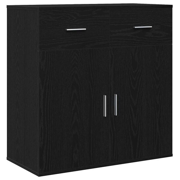 vidaXL Credenza Rovere Nero 78 x 38 x 80 cm Legno multistrato