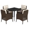 vidaXL Set da Pranzo da Giardino 5pz con Cuscini in Polyrattan Marrone