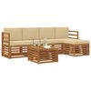vidaXL Set divani 6 pcs Naturale e Beige Legno di Acacia Massello