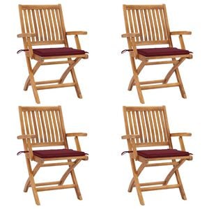 vidaXL Sedie Pieghevoli con Cuscini 4 pz Massello di Teak
