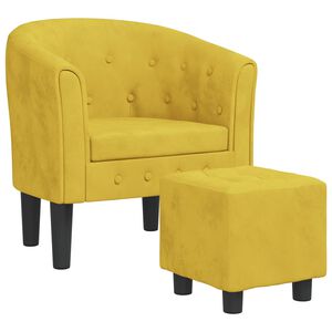 vidaXL Poltrona Cabriolet con Poggiapiedi Giallo in Velluto