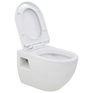 vidaXL WC Sospeso in Ceramica Bianca