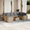 vidaXL Set Divano da Giardino 10 pz con Cuscini Beige in Polyrattan