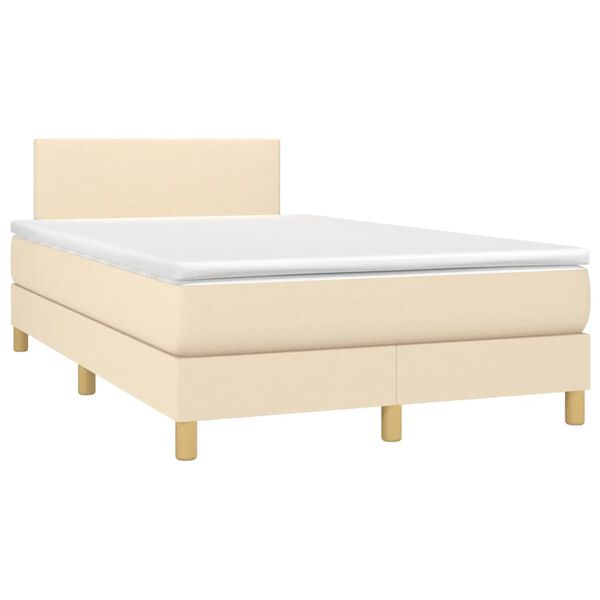 vidaXL Letto a Molle con Materasso e LED Crema 120x190 cm in Tessuto