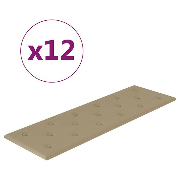 vidaXL Pannelli Murali 12 pz Cappuccino 90x30 cm in Similpelle 3,24 m&sup2;