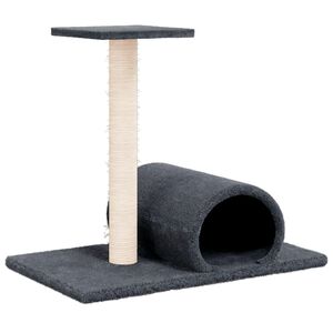 vidaXL Palo Tiragraffi per Gatti con Tunnel Grigio Scuro 60x34,5x50cm