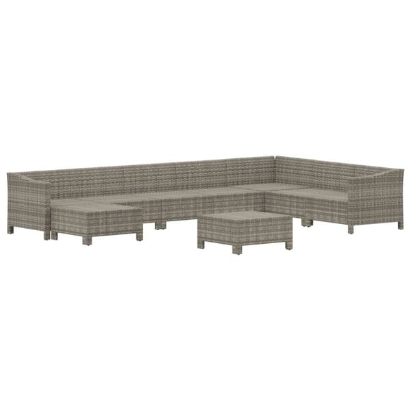 vidaXL Set Divani da Giardino 9 pz con Cuscini in Polyrattan Grigio