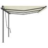 vidaXL Tenda da Sole Retrattile Manuale con Pali 6x3,5 m Crema