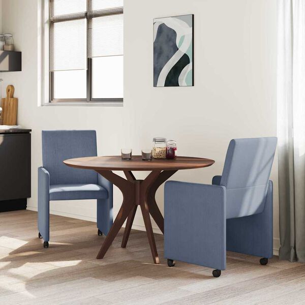 vidaXL Sedie da Pranzo con Ruote con ruote 2 pcs Blu 57 x 66 x 94 cm