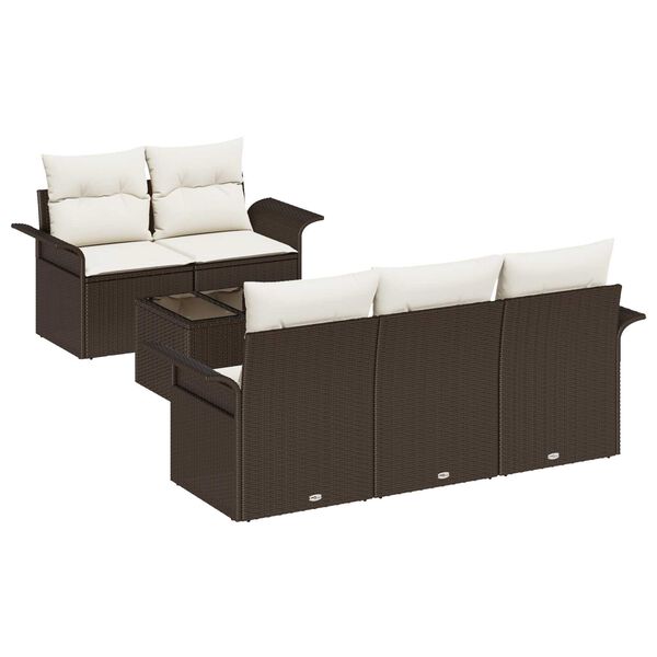vidaXL Set di divani con cuscino 6 pcs Marrone polyrattan