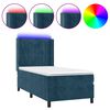 vidaXL Letto a Molle con Materasso e LED Blu Scuro 90x200cm in Velluto