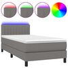 vidaXL Letto a Molle Materasso e LED Grigio Scuro 80x200 cm in Tessuto