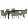 vidaXL Set da Pranzo per Giardino con cuscino 7 pcs Grigio polyrattan