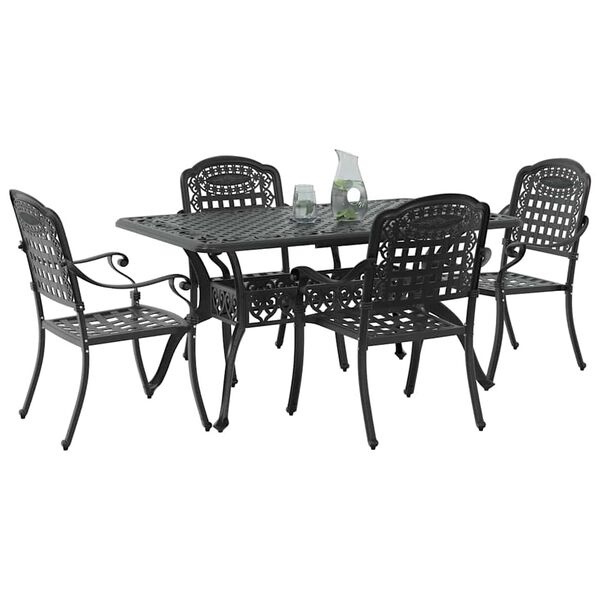 vidaXL Set da Pranzo per Giardino 5 pcs Nero Alluminio