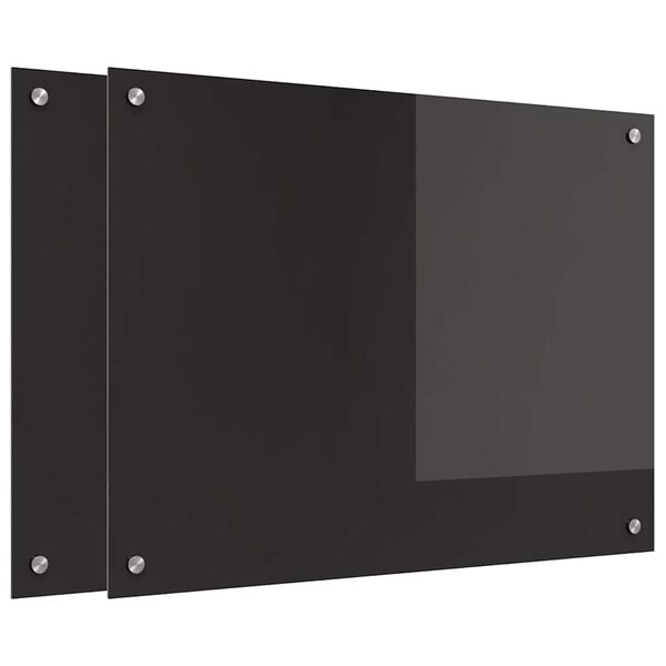 vidaXL Rivestimento da Cucina 2 pcs Nero 80 x 60 cm vetro temperato