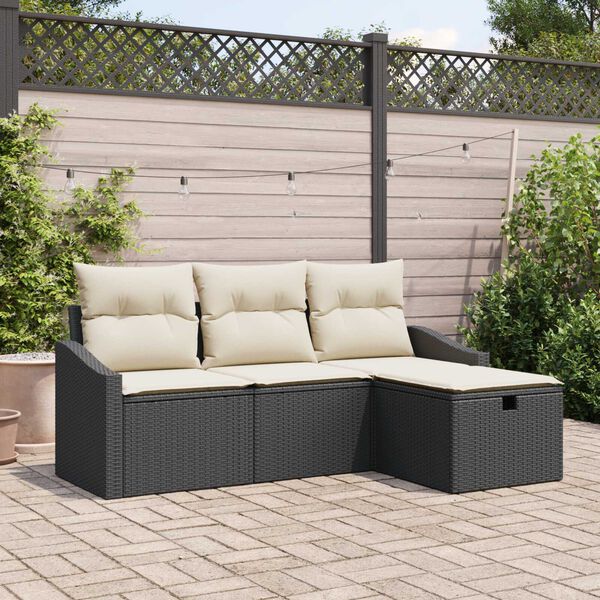 vidaXL Set di divani con cuscino 4 pcs polyrattan