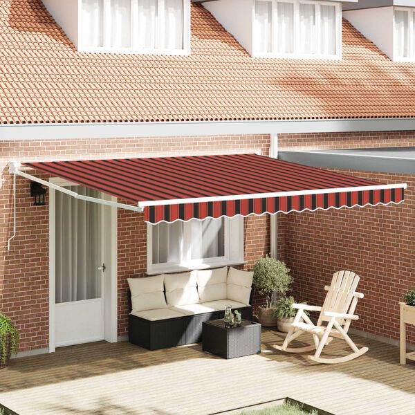 vidaXL Tenda Retrattile arancione e marrone 400 × 300 cm Poliestere