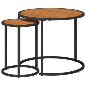 vidaXL Set di Tavolini da Caff&egrave; 2 pz Naturale e Nero 55 x 55 x 45 cm