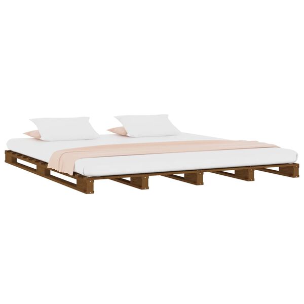 vidaXL Letto a Pallet senza Materasso Ambra 120x200cm Legno Massello