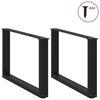 vidaXL Gambe per Tavolino da Caff&egrave; a Forma di U 2 pz Nere 60x(42-43) cm Acciaio