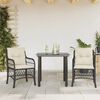vidaXL Set da Bistr&ograve; 3 pz con Cuscini Nero in Polyrattan