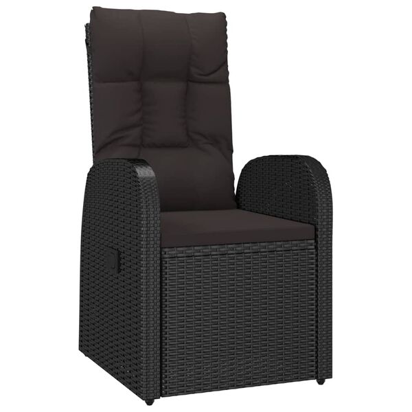 vidaXL Set da Pranzo da Giardino 11 pz con Cuscini in Polyrattan Nero