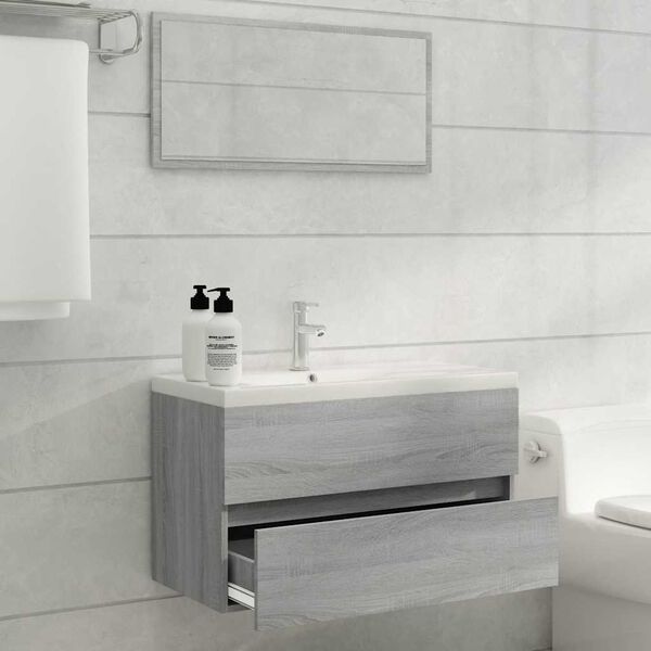 vidaXL Set Mobili da Bagno 2 pz Grigio Sonoma in Legno Multistrato