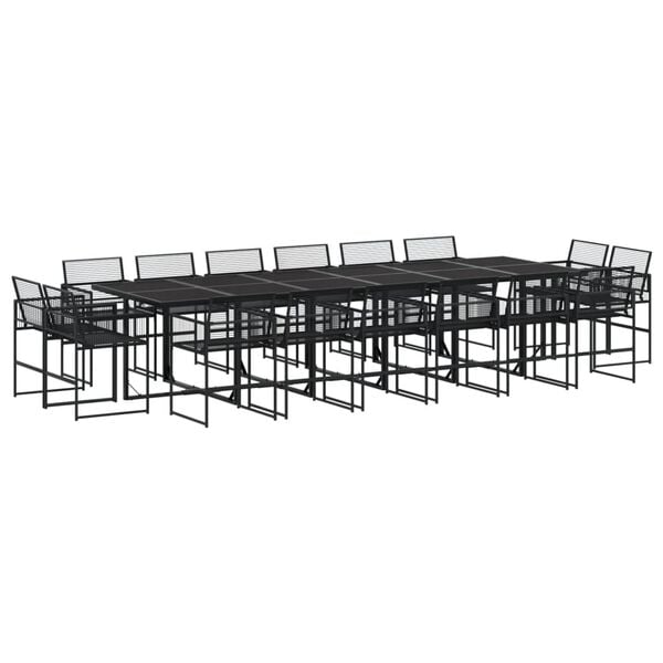 vidaXL Set da Pranzo da Giardino 17 pz Nero in Polyrattan