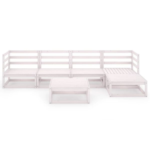 vidaXL Set Divani da Giardino 6 pz Bianco in Legno Massello di Pino