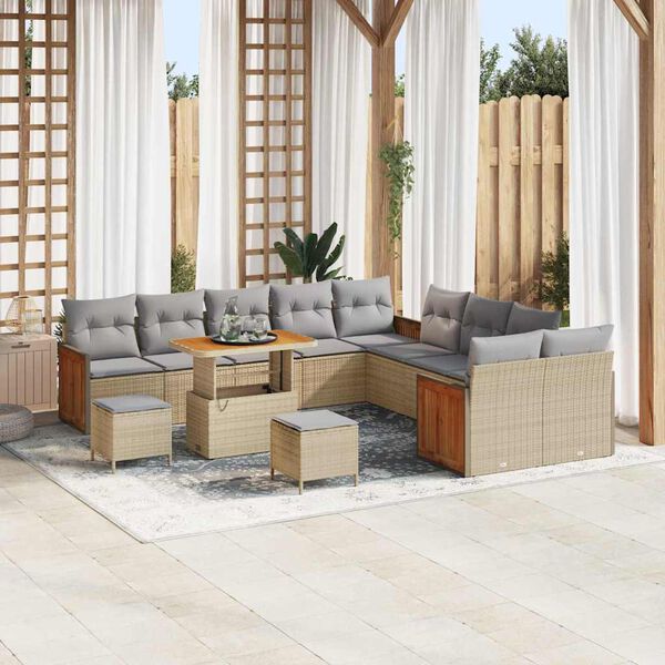vidaXL Set Divano da Giardino 17 pcs Beige e Grigio Chiaro polyrattan