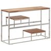 vidaXL Tavolino Consolle Argento Acciaio Inox e Legno Massello Acacia
