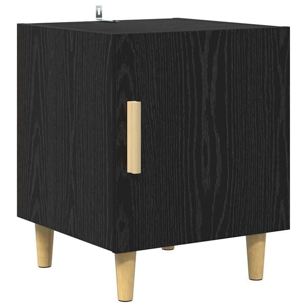 vidaXL Armadio da Notte Rovere Nero 40 x 40 x 50 cm Legno multistrato