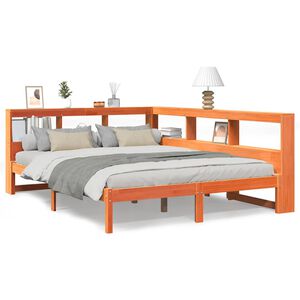 vidaXL Letto Libreria senza Materasso Marrone Cera 140x190 cm in Pino