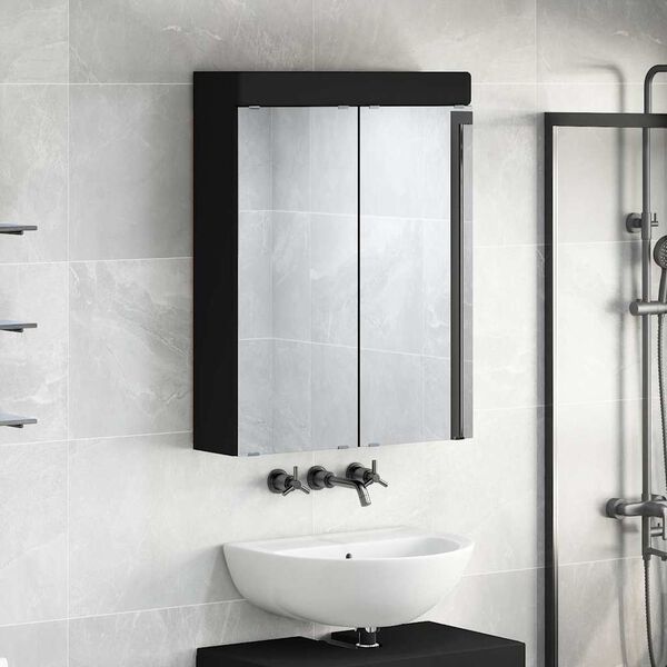 vidaXL Mobiletto per specchio da bagno TULUM Nero 60 x 16,5 x 78 cm