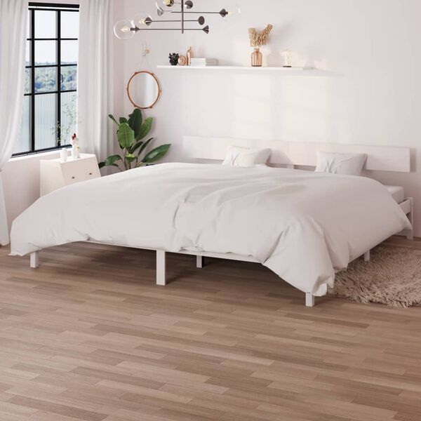 vidaXL Giroletto Bianco in Legno Massello di Pino 200x200 cm