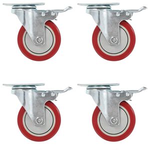 vidaXL Ruote Girevoli con Doppio Freno 4 pz 100 mm