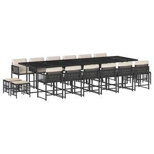 vidaXL Set da Pranzo da Giardino 17 pz con Cuscini Nero in Polyrattan