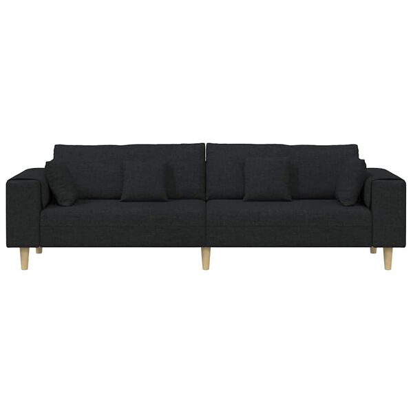 vidaXL Divano con cuscino Nero 250 x 77 x 76 cm Tessuto