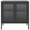 vidaXL Credenza Nera 70x35x70 cm Vetro e Acciaio