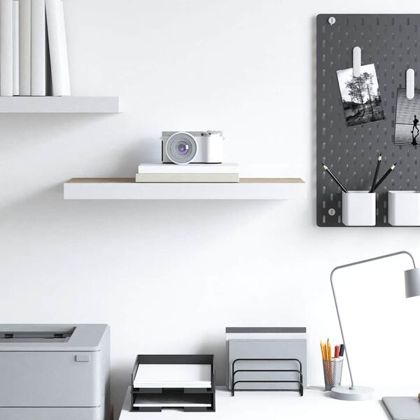 vidaXL Scaffale a Parete Rovere e Bianco 60x23,5x3,8 cm in MDF