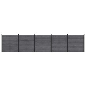 vidaXL Set di Recinzione 5 pz 872 x 186 cm WPC e Alluminio Grigio