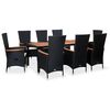 vidaXL Set da Pranzo da Giardino 9 pz in Polyrattan e Acacia Nero