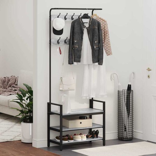 vidaXL Appendiabiti Grigio Sonoma 75 x 34 x 184 cm Legno multistrato