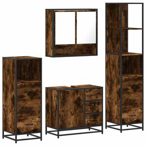 vidaXL Set Mobili da Bagno 4 pz Rovere Fumo in Legno Multistrato