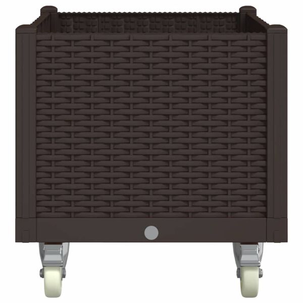 vidaXL Fioriera da Giardino con Ruote Marrone 80x50x54 cm in PP