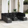 vidaXL Set Divano da Giardino con cuscino 9 pcs Nero Polyrattan