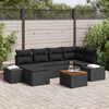 vidaXL Set Divano da Giardino con cuscino 7 pcs Nero polyrattan