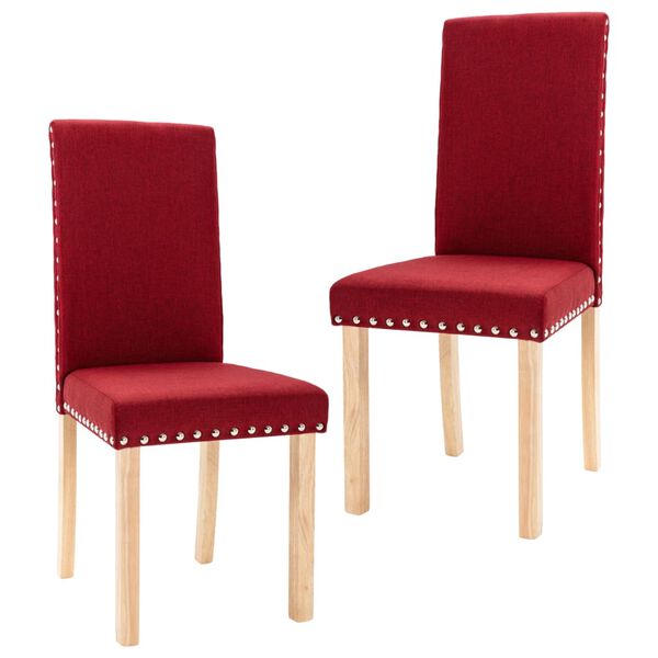 vidaXL Sedie da Pranzo 2 pz Rosso Vino in Tessuto
