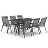 vidaXL Set da Pranzo da Giardino 7 pz Grigio e Nero